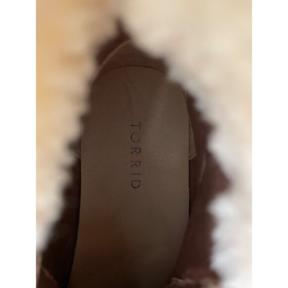 Torrid Shearling Hiker Ankle Bootie Size 7.5 Lace Up Almond Toe Shoes Blush Pink - Picture 8 of 12